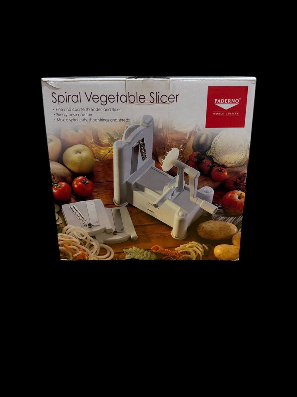 Paderno World Cuisine Spiral Vegetable Slicer Spiralizer Manual w/ Box White